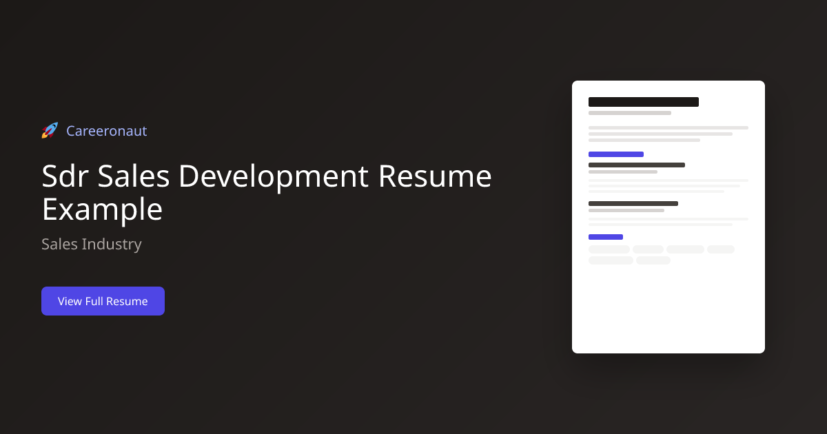 SDR Resume Example | Careeronaut